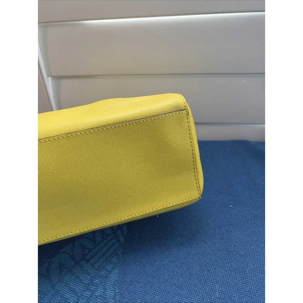 Coach Saffiano Leather Mini Satchel Handbag Yellow W/ Hangtag Double Straps